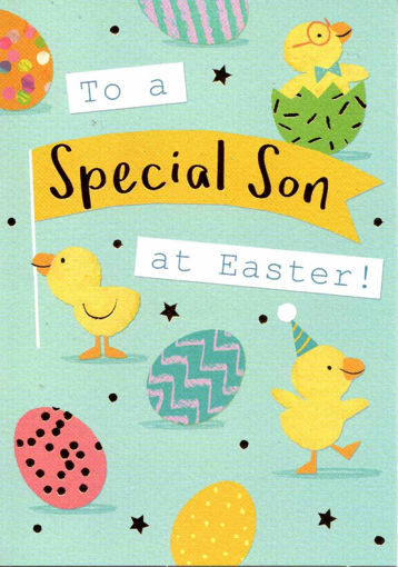 Picture of TO A SPECIAL SON AT EASTER BLUE CARD W/EASTER EGGS&CHICKS